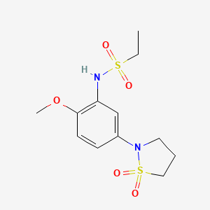 molecular formula C12H18N2O5S2 B2540081 N-(5-(1,1-dioxidoisothiazolidin-2-yl)-2-methoxyphenyl)ethanesulfonamide CAS No. 942011-16-7