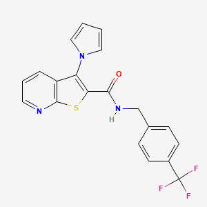 molecular formula C20H14F3N3OS B2540100 3-(1H-吡咯-1-基)-N-(4-(三氟甲基)苄基)噻吩并[2,3-b]吡啶-2-甲酰胺 CAS No. 1116054-13-7