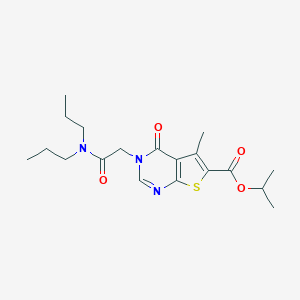 molecular formula C19H27N3O4S B254011 Isopropyl 3-[2-(dipropylamino)-2-oxoethyl]-5-methyl-4-oxo-3,4-dihydrothieno[2,3-d]pyrimidine-6-carboxylate 