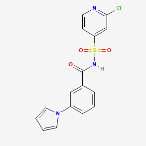 molecular formula C16H12ClN3O3S B2540115 N-[(2-chloropyridin-4-yl)sulfonyl]-3-(1H-pyrrol-1-yl)benzamide CAS No. 1445723-37-4
