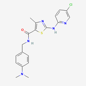 molecular formula C19H20ClN5OS B2540116 2-[(5-chloropyridin-2-yl)amino]-N-[4-(dimethylamino)benzyl]-4-methyl-1,3-thiazole-5-carboxamide CAS No. 1351820-54-6