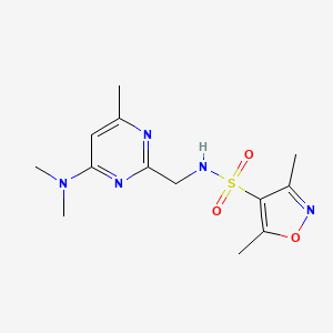 molecular formula C13H19N5O3S B2540126 N-((4-(dimethylamino)-6-methylpyrimidin-2-yl)methyl)-3,5-dimethylisoxazole-4-sulfonamide CAS No. 1797655-29-8