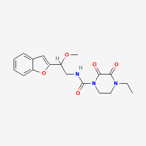 molecular formula C18H21N3O5 B2540134 N-(2-(benzofuran-2-yl)-2-methoxyethyl)-4-ethyl-2,3-dioxopiperazine-1-carboxamide CAS No. 2034556-38-0