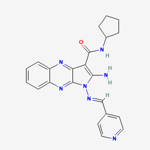 (E)-2-amino-N-cyclopentyl-1-((pyridin-4-ylmethylene)amino)-1H-pyrrolo[2,3-b]quinoxaline-3-carboxamide