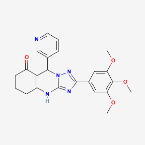 molecular formula C23H23N5O4 B2540139 9-(pyridin-3-yl)-2-(3,4,5-trimethoxyphenyl)-5,6,7,9-tetrahydro-[1,2,4]triazolo[5,1-b]quinazolin-8(4H)-one CAS No. 539845-04-0
