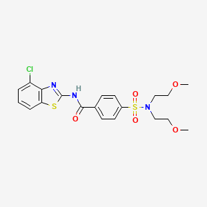 molecular formula C20H22ClN3O5S2 B2540142 4-[bis(2-methoxyethyl)sulfamoyl]-N-(4-chloro-1,3-benzothiazol-2-yl)benzamide CAS No. 361159-72-0
