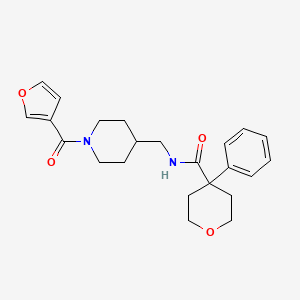 molecular formula C23H28N2O4 B2540148 N-((1-(furan-3-carbonyl)piperidin-4-yl)methyl)-4-phenyltetrahydro-2H-pyran-4-carboxamide CAS No. 1396673-83-8