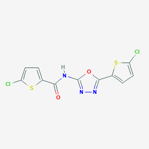 molecular formula C11H5Cl2N3O2S2 B2540158 5-chloro-N-(5-(5-chlorothiophen-2-yl)-1,3,4-oxadiazol-2-yl)thiophene-2-carboxamide CAS No. 865288-26-2