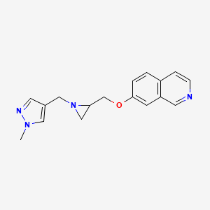 molecular formula C17H18N4O B2540159 7-[[1-[(1-Methylpyrazol-4-yl)methyl]aziridin-2-yl]methoxy]isoquinoline CAS No. 2418669-45-9