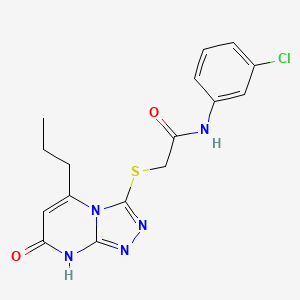 molecular formula C16H16ClN5O2S B2540160 N-(3-chlorophenyl)-2-((7-oxo-5-propyl-7,8-dihydro-[1,2,4]triazolo[4,3-a]pyrimidin-3-yl)thio)acetamide CAS No. 891126-19-5