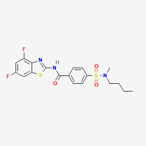 molecular formula C19H19F2N3O3S2 B2540165 4-[butyl(methyl)sulfamoyl]-N-(4,6-difluoro-1,3-benzothiazol-2-yl)benzamide CAS No. 905691-35-2