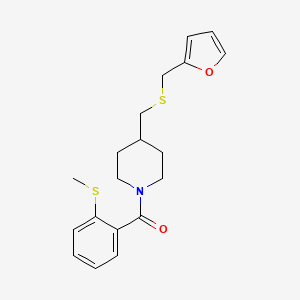 molecular formula C19H23NO2S2 B2540167 (4-(((Furan-2-ylmethyl)thio)methyl)piperidin-1-yl)(2-(methylthio)phenyl)methanone CAS No. 1396860-75-5