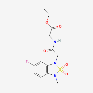 molecular formula C13H16FN3O5S B2540184 ethyl 2-(2-(6-fluoro-3-methyl-2,2-dioxidobenzo[c][1,2,5]thiadiazol-1(3H)-yl)acetamido)acetate CAS No. 2034591-95-0