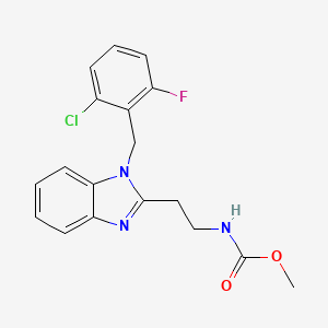 molecular formula C18H17ClFN3O2 B2540199 methyl (2-(1-(2-chloro-6-fluorobenzyl)-1H-benzo[d]imidazol-2-yl)ethyl)carbamate CAS No. 923250-29-7