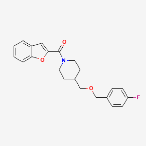 molecular formula C22H22FNO3 B2540205 Benzofuran-2-yl(4-(((4-fluorobenzyl)oxy)methyl)piperidin-1-yl)methanone CAS No. 1396685-00-9