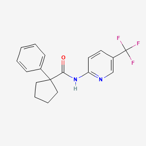 molecular formula C18H17F3N2O B2540206 1-phényl-N-[5-(trifluorométhyl)pyridin-2-yl]cyclopentane-1-carboxamide CAS No. 1024195-67-2