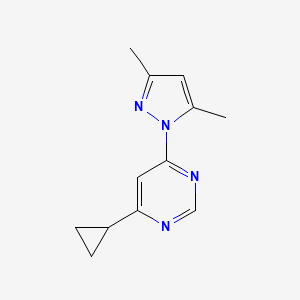 molecular formula C12H14N4 B2540211 4-Cyclopropyl-6-(3,5-dimethylpyrazol-1-yl)pyrimidine CAS No. 2279861-62-8