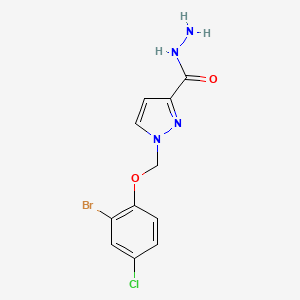 molecular formula C11H10BrClN4O2 B2540212 1-((2-Bromo-4-chlorophenoxy)methyl)-1H-pyrazole-3-carbohydrazide CAS No. 1004643-46-2