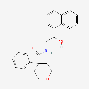 molecular formula C24H25NO3 B2540213 4-苯基四氢-2H-吡喃-4-甲酰胺-N-(2-羟基-2-(萘-1-基)乙基) CAS No. 1351591-35-9