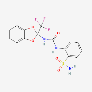 molecular formula C15H12F3N3O5S B2540220 1-(2-sulfamoylphenyl)-3-[2-(trifluoromethyl)-2H-1,3-benzodioxol-2-yl]urea CAS No. 896097-05-5