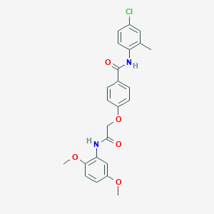 molecular formula C24H23ClN2O5 B254023 N-(4-chloro-2-methylphenyl)-4-[2-(2,5-dimethoxyanilino)-2-oxoethoxy]benzamide 