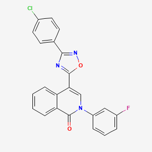 molecular formula C23H13ClFN3O2 B2540234 4-(3-(4-chlorophenyl)-1,2,4-oxadiazol-5-yl)-2-(3-fluorophenyl)isoquinolin-1(2H)-one CAS No. 1358400-18-6