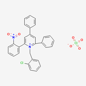 molecular formula C30H22Cl2N2O6 B2540237 1-[(2-Chlorophenyl)methyl]-2-(2-nitrophenyl)-4,6-diphenylpyridin-1-ium perchlorate CAS No. 81640-99-5