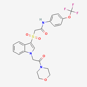 molecular formula C23H22F3N3O6S B2540243 2-((1-(2-吗啉-2-氧代乙基)-1H-吲哚-3-基)磺酰基)-N-(4-(三氟甲氧基)苯基)乙酰胺 CAS No. 878059-87-1