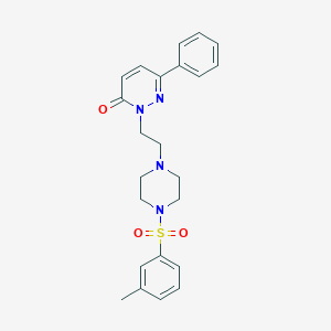 molecular formula C23H26N4O3S B2540248 6-苯基-2-(2-(4-(间甲苯磺酰基)哌嗪-1-基)乙基)吡哒嗪-3(2H)-酮 CAS No. 1105213-09-9