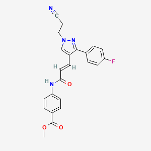 molecular formula C23H19FN4O3 B2540256 (E)-methyl 4-(3-(1-(2-cyanoethyl)-3-(4-fluorophenyl)-1H-pyrazol-4-yl)acrylamido)benzoate CAS No. 956042-65-2