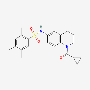 molecular formula C22H26N2O3S B2540265 N-(1-cyclopropanecarbonyl-1,2,3,4-tetrahydroquinolin-6-yl)-2,4,5-trimethylbenzene-1-sulfonamide CAS No. 946246-56-6