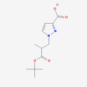 molecular formula C12H18N2O4 B2540272 1-(3-tert-butoxy-2-methyl-3-oxopropyl)-1H-pyrazole-3-carboxylic acid CAS No. 1856042-62-0