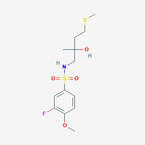 molecular formula C13H20FNO4S2 B2540281 3-fluoro-N-(2-hydroxy-2-methyl-4-(methylthio)butyl)-4-methoxybenzenesulfonamide CAS No. 1396773-69-5