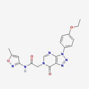 molecular formula C18H17N7O4 B2540289 2-(3-(4-ethoxyphenyl)-7-oxo-3H-[1,2,3]triazolo[4,5-d]pyrimidin-6(7H)-yl)-N-(5-methylisoxazol-3-yl)acetamide CAS No. 863019-99-2