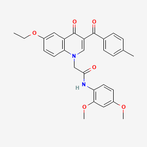 molecular formula C29H28N2O6 B2540292 N-(2,4-dimethoxyphenyl)-2-(6-ethoxy-3-(4-methylbenzoyl)-4-oxoquinolin-1(4H)-yl)acetamide CAS No. 898344-94-0