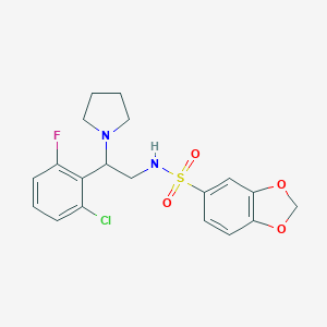 molecular formula C19H20ClFN2O4S B254030 N-[2-(2-chloro-6-fluorophenyl)-2-pyrrolidin-1-ylethyl]-1,3-benzodioxole-5-sulfonamide 