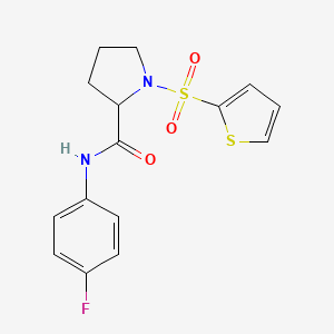 molecular formula C15H15FN2O3S2 B2540303 N-(4-fluorophenyl)-1-(thiophen-2-ylsulfonyl)pyrrolidine-2-carboxamide CAS No. 1008957-08-1