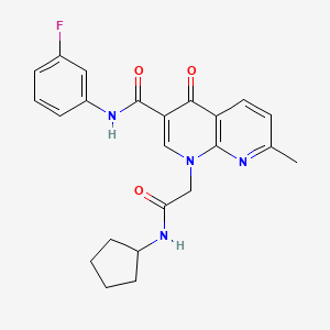 molecular formula C23H23FN4O3 B2540317 1-(2-(cyclopentylamino)-2-oxoethyl)-N-(3-fluorophenyl)-7-methyl-4-oxo-1,4-dihydro-1,8-naphthyridine-3-carboxamide CAS No. 1251677-60-7