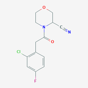 molecular formula C13H12ClFN2O2 B2540323 4-[2-(2-Chloro-4-fluorophenyl)acetyl]morpholine-3-carbonitrile CAS No. 2094648-28-7