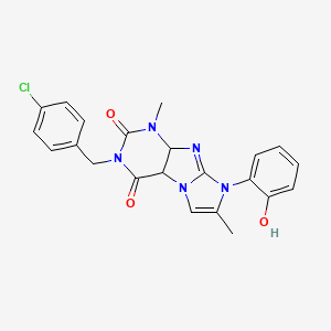 molecular formula C22H18ClN5O3 B2540324 3-[(4-chlorophenyl)methyl]-8-(2-hydroxyphenyl)-1,7-dimethyl-1H,2H,3H,4H,8H-imidazo[1,2-g]purine-2,4-dione CAS No. 887672-40-4