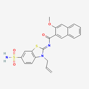 molecular formula C22H19N3O4S2 B2540333 (Z)-N-(3-烯丙基-6-磺酰基苯并[d]噻唑-2(3H)-亚烷基)-3-甲氧基-2-萘酰胺 CAS No. 865180-43-4
