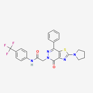 molecular formula C24H20F3N5O2S B2540339 2-(4-oxo-7-phenyl-2-(pyrrolidin-1-yl)thiazolo[4,5-d]pyridazin-5(4H)-yl)-N-(4-(trifluoromethyl)phenyl)acetamide CAS No. 1105232-35-6