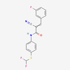 molecular formula C17H11F3N2OS B2540348 2-氰基-N-{4-[(二氟甲基)硫烷基]苯基}-3-(3-氟苯基)丙-2-烯酰胺 CAS No. 566148-88-7