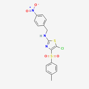 molecular formula C17H14ClN3O4S2 B2540353 5-chloro-N-(4-nitrobenzyl)-4-tosylthiazol-2-amine CAS No. 648408-09-7