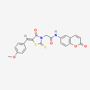molecular formula C22H16N2O5S2 B2540370 (Z)-2-(5-(4-methoxybenzylidene)-4-oxo-2-thioxothiazolidin-3-yl)-N-(2-oxo-2H-chromen-6-yl)acetamide CAS No. 900134-67-0