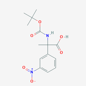 molecular formula C14H18N2O6 B2540376 2-{[(Tert-butoxy)carbonyl]amino}-2-(3-nitrophenyl)propanoic acid CAS No. 2089257-11-2