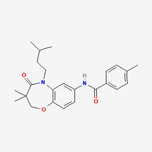 molecular formula C24H30N2O3 B2540382 N-(5-isopentyl-3,3-dimethyl-4-oxo-2,3,4,5-tetrahydrobenzo[b][1,4]oxazepin-7-yl)-4-methylbenzamide CAS No. 921778-28-1