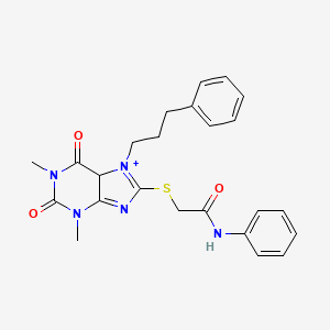 2-[[1,3-dimethyl-2,6-dioxo-7-(3-phenylpropyl)-5H-purin-7-ium-8-yl]sulfanyl]-N-phenylacetamide