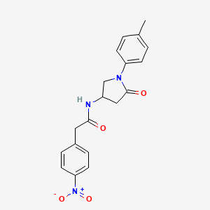 molecular formula C19H19N3O4 B2540390 2-(4-nitrophenyl)-N-(5-oxo-1-(p-tolyl)pyrrolidin-3-yl)acetamide CAS No. 896367-29-6
