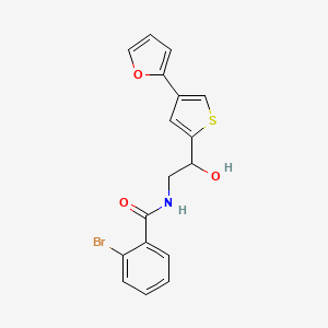 molecular formula C17H14BrNO3S B2540396 2-Bromo-N-[2-[4-(furan-2-yl)thiophen-2-yl]-2-hydroxyethyl]benzamide CAS No. 2379994-87-1